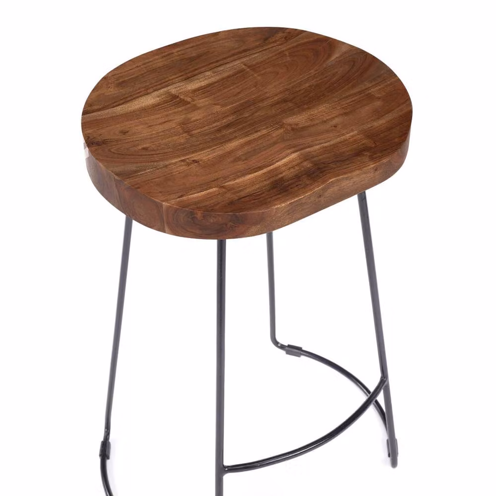 Elm Home And Garden Solid Wood Kitchen Bar Stool in Dark Brown, H 70 x W 38 x D 42 cm – 2