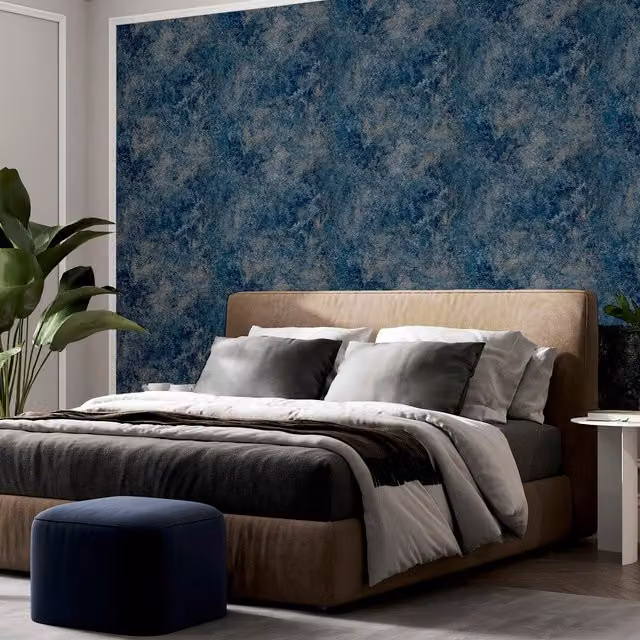 Arthouse Abstract Textile Effect Wallpaper in Blue, Grey and Beige – 1