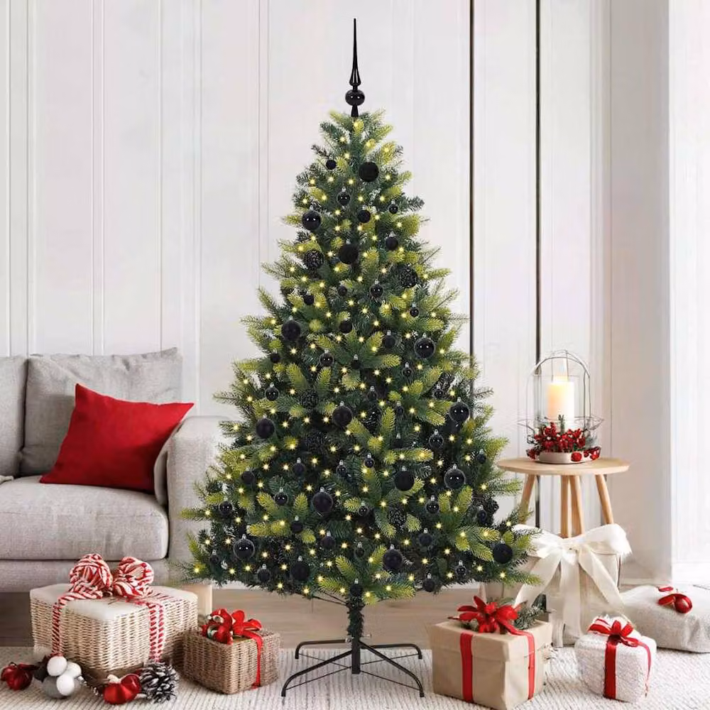 Berkfield Home Realistic Artificial Hinged Christmas Tree with 300 LEDs, Green, Height: 180 cm – 2