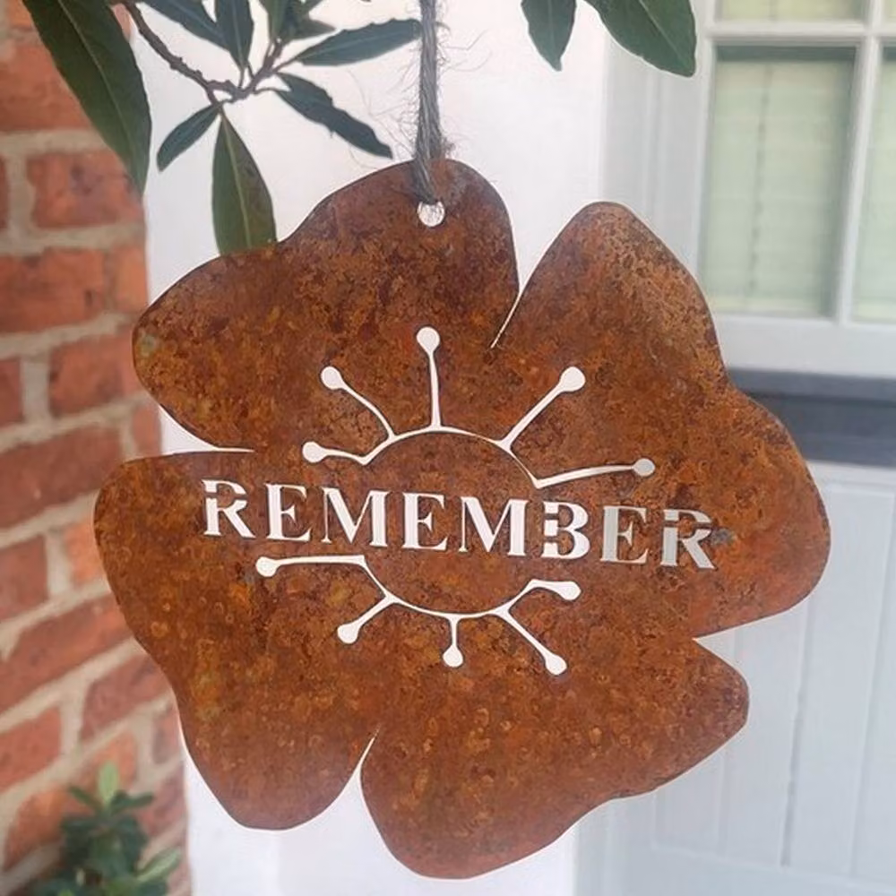 Poppyforge Hanging Poppy Floral Metal Wall Art in Bronze, W: 17.8 cm, H: 17.8 cm – 2