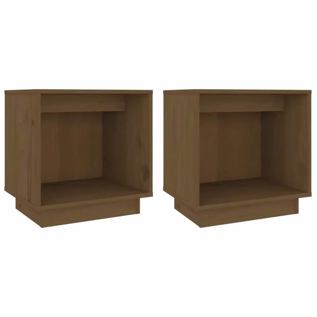 Berkfield Home Set of 2 Bedside Cabinets in Honey Brown Solid Wood Pine, W/D/H: 40 x 30 x 40 cm – 2