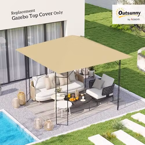 Outsunny Beige Gazebo Canopy Replacement Cover with UPF 50+ Protection – 2