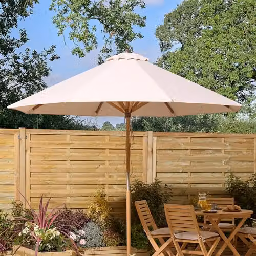 Rowlinsons Ashdown Wooden Parasol, Brown, W/D/H: 197 x 197 x 219.5 cm