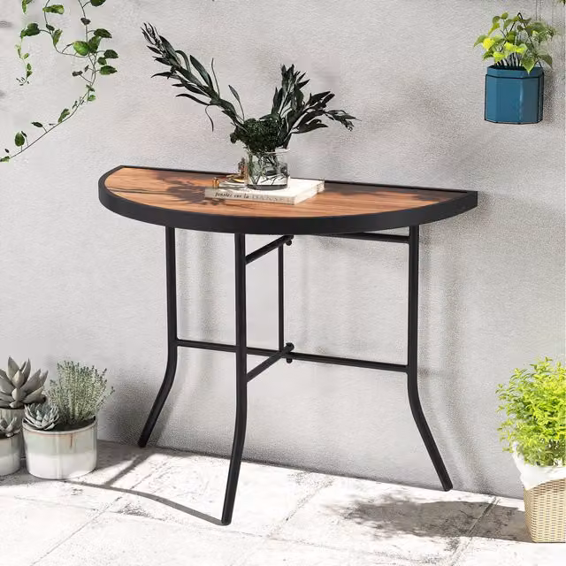 Costway Half-Round Folding Event Table in Brown