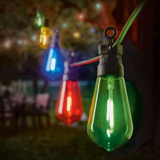 Premier 10 LED Connectable RGB Festoon String Lights, Multicolour, Black