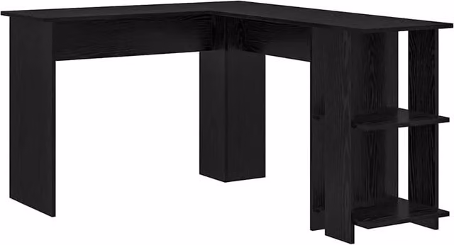 Berkfield Home Black Oak Corner Desk with Storage Shelf in Black – 1