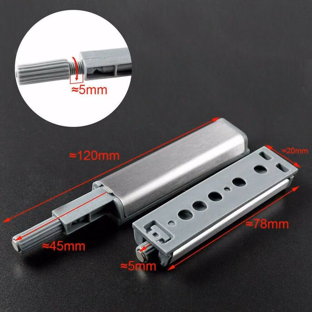 NESTLUNE 10-Pack Push to Open Damper Buffer Hinge for Cabinet Doors and Drawers in Silver Stainless Steel – 3