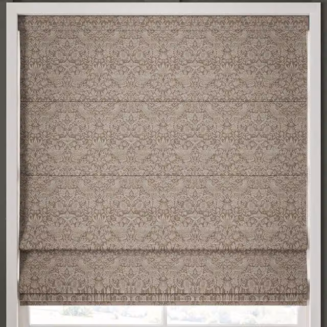 William Morris At Home Strawberry Thief Woven Blackout Roman Blind in Limestone