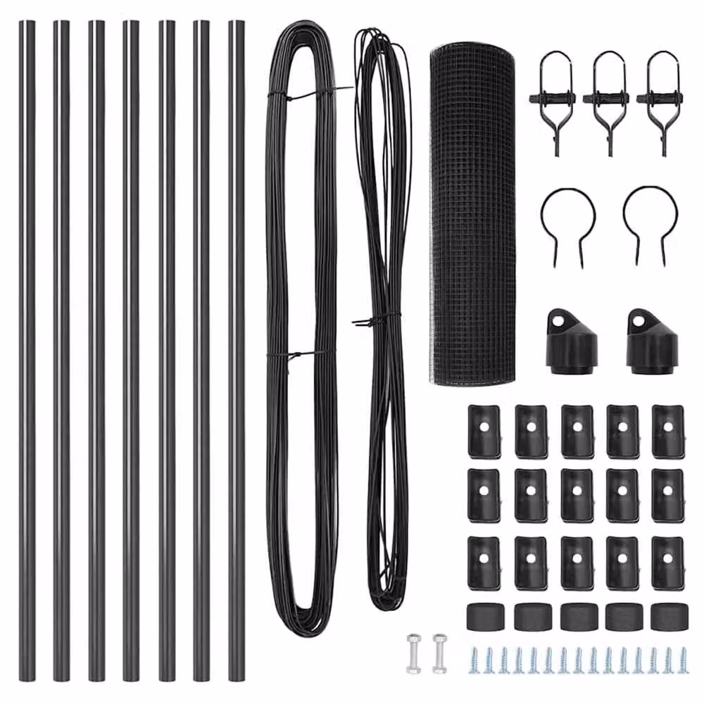 Berkfield Home Modern Welded Wire Fence with 7 Posts, Grey Steel, W: 10 m, H: 0.6 m – 5