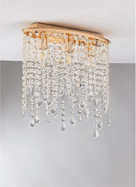 Netlighting BREEZE Gold Ceiling Light with K9 Crystals, Diameter: 40 cm, Height: 36 cm