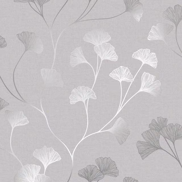 Holden Decor Glistening Ginkgo Botanical Floral Wallpaper in Light Grey Matt Finish