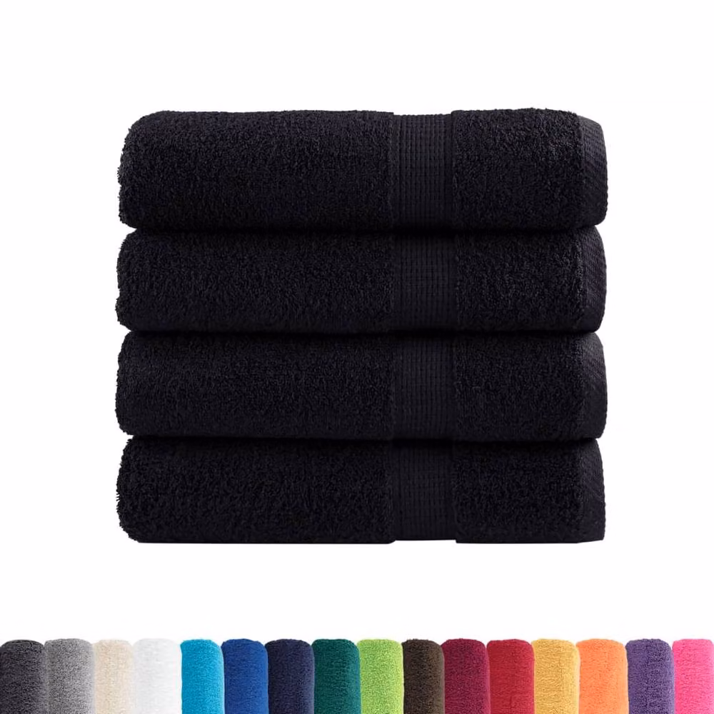 Berkfield Home SOLUND Premium Cotton Terry Bath Towel Set, 4 Pieces, Black, W: 100 cm, L: 150 cm, 600 gsm – 3