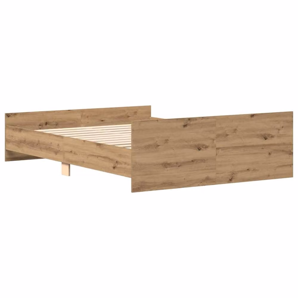 Berkfield Home Artisan Oak Bed Frame in Brown, W/D/H: 135 x 50 x 190 cm – 2