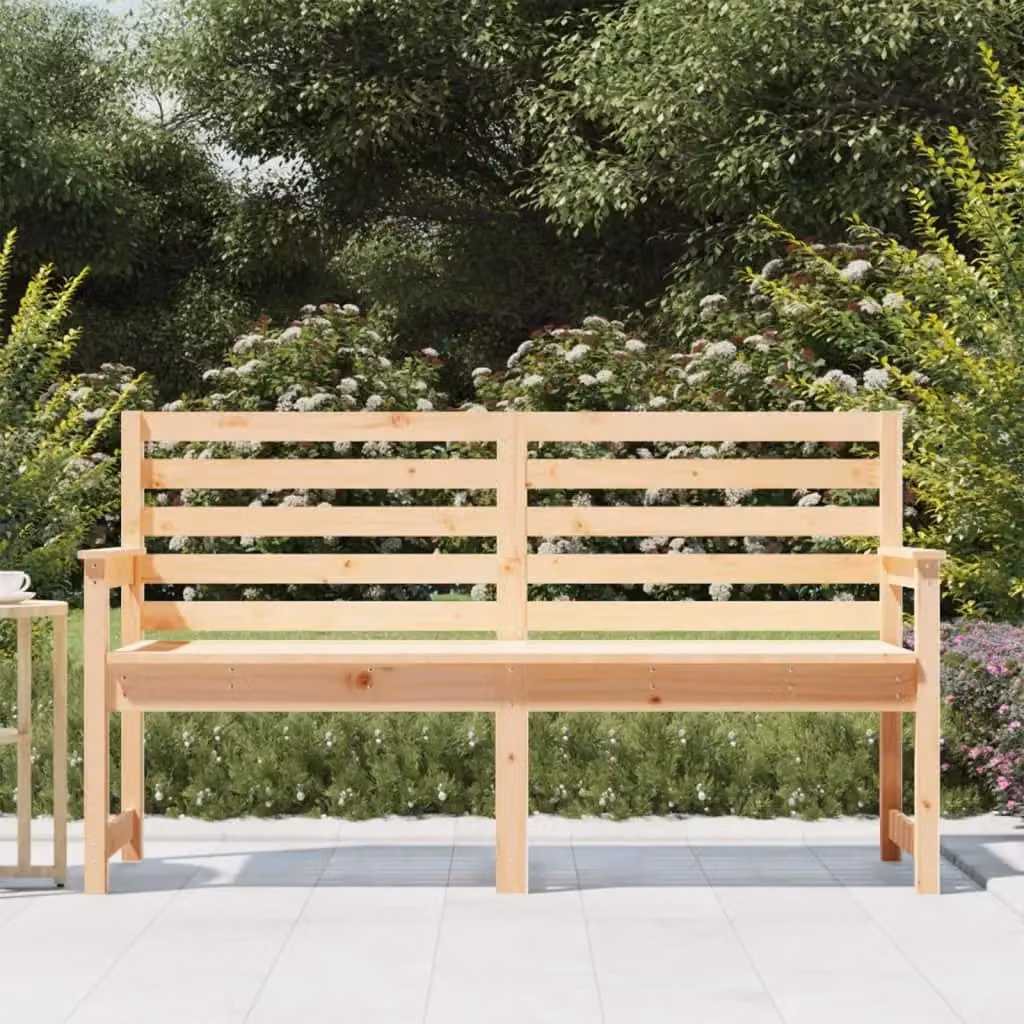 Berkfield Home Rustic Garden Bench in Brown Solid Pine Wood, W/D/H: 159.5 x 48 x 91.5 cm – 2