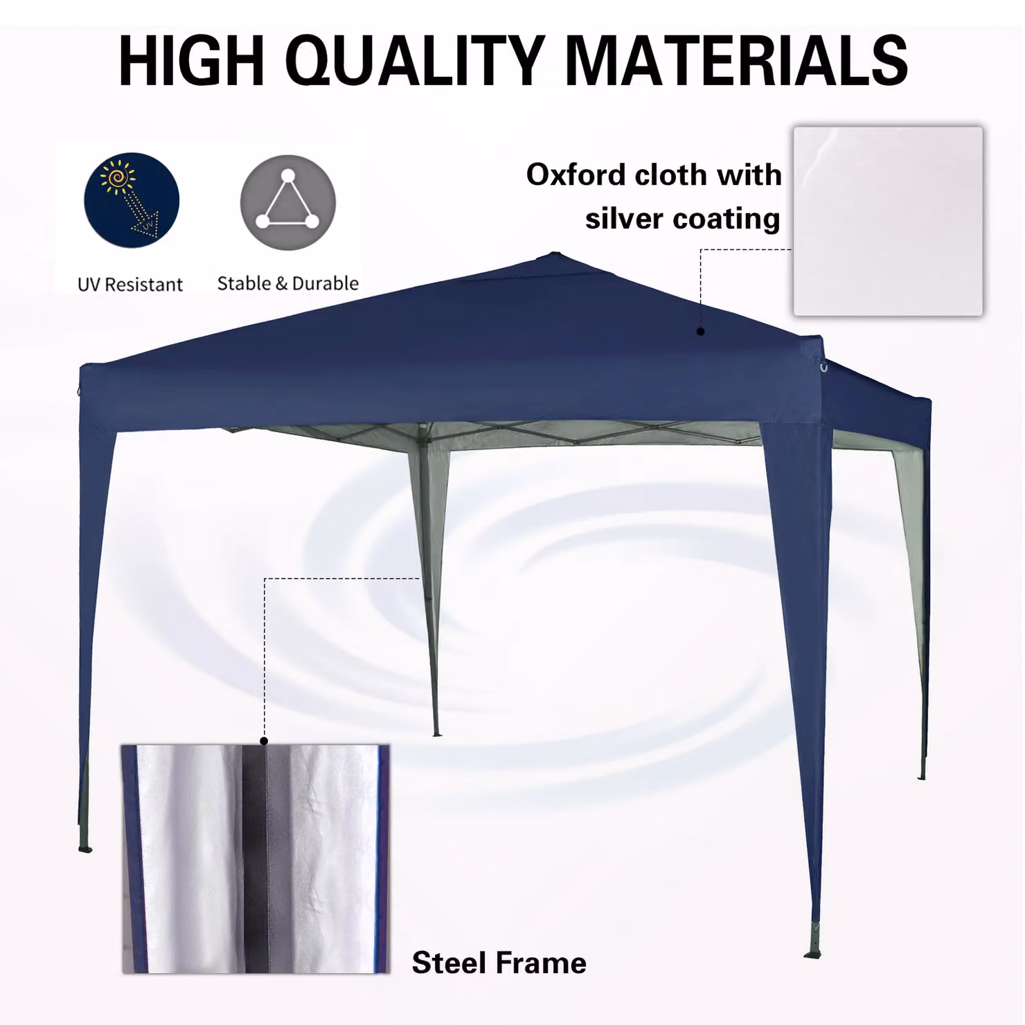 MCC Direct Blue and Silver Pop Up Garden Party Gazebo, W: 300 cm x D: 300 cm x H: 255.5 cm – 4