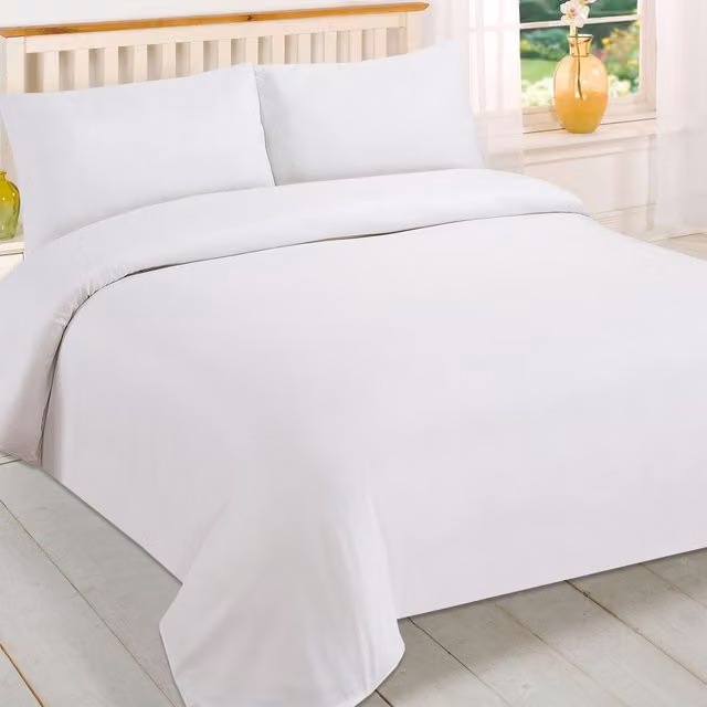 Brentfords White Plain Dyed Microfibre Bedding Set with Pillowcase, W: 90 x L: 190 cm