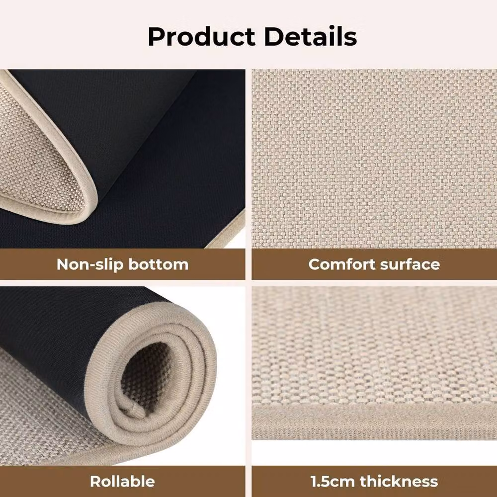 KORVIXA Non-Slip Round Door Mat in Beige, Diameter: 100 cm – 3