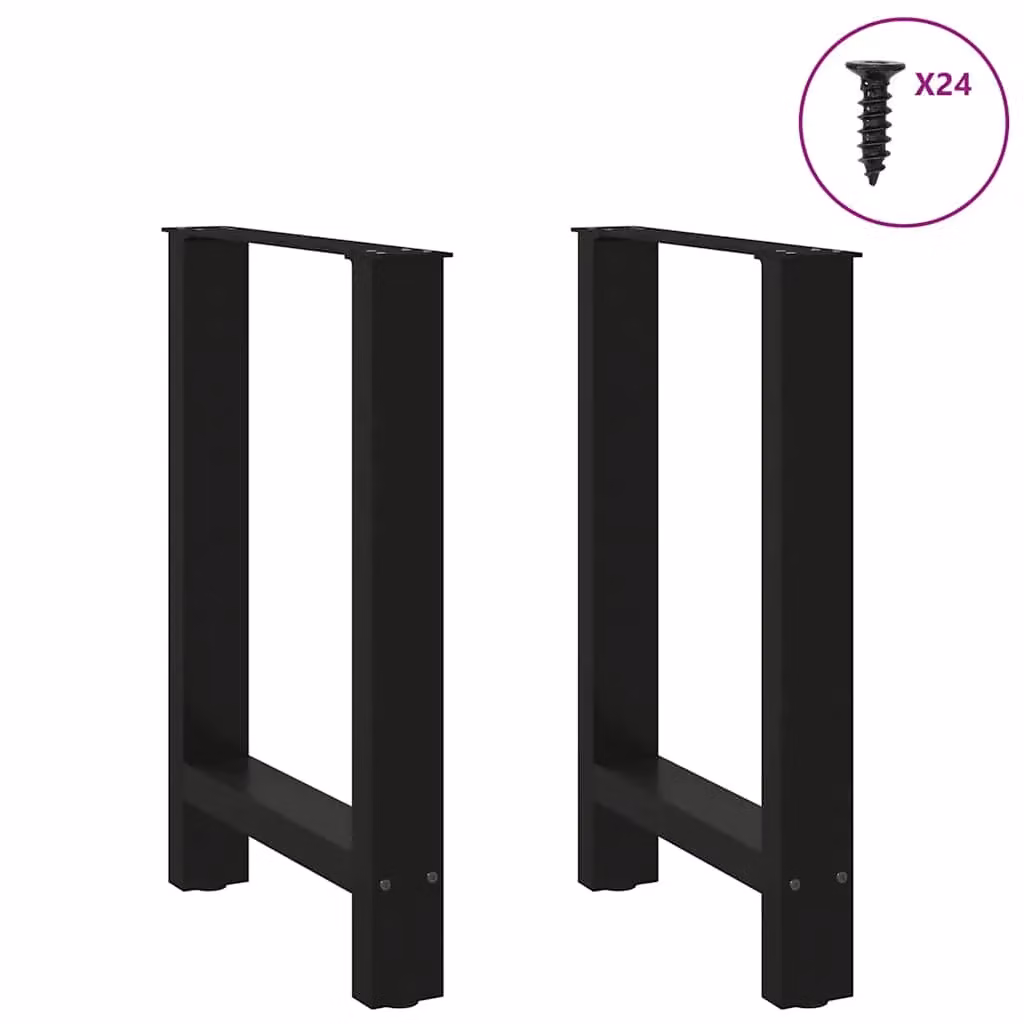 Berkfield Home Black Steel Coffee Table Legs, 2 Pieces, Height: 60 cm to 72.5 cm – 2