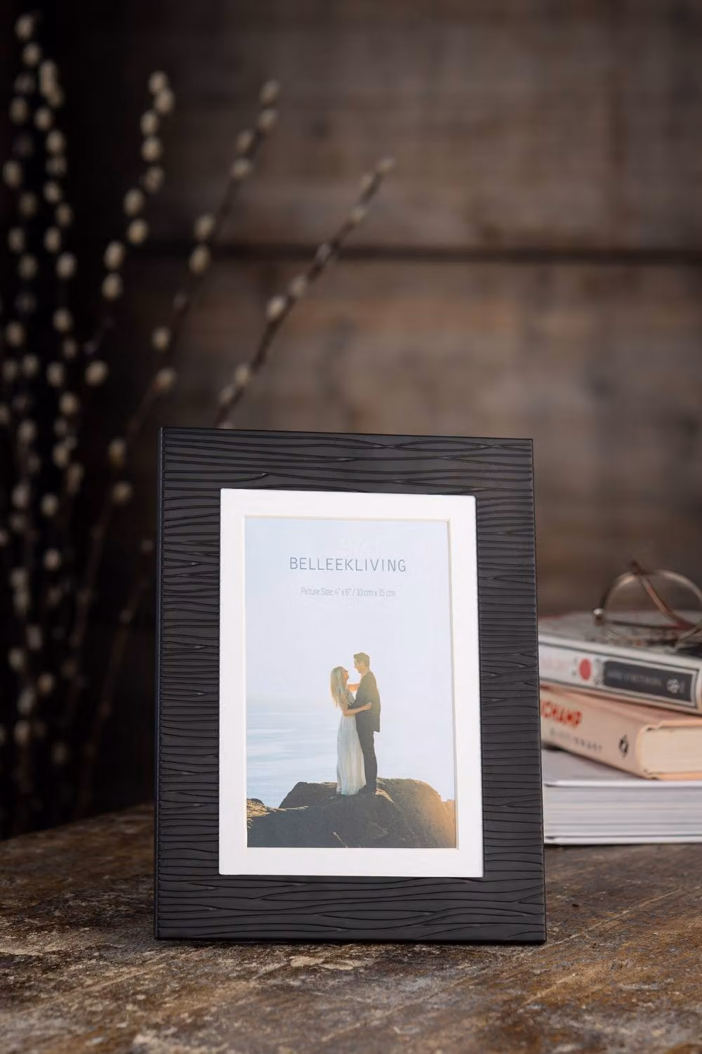 Belleek Living Dusk Single Rectangular Tabletop Photo Frame, Black, 10 x 15 cm – 2
