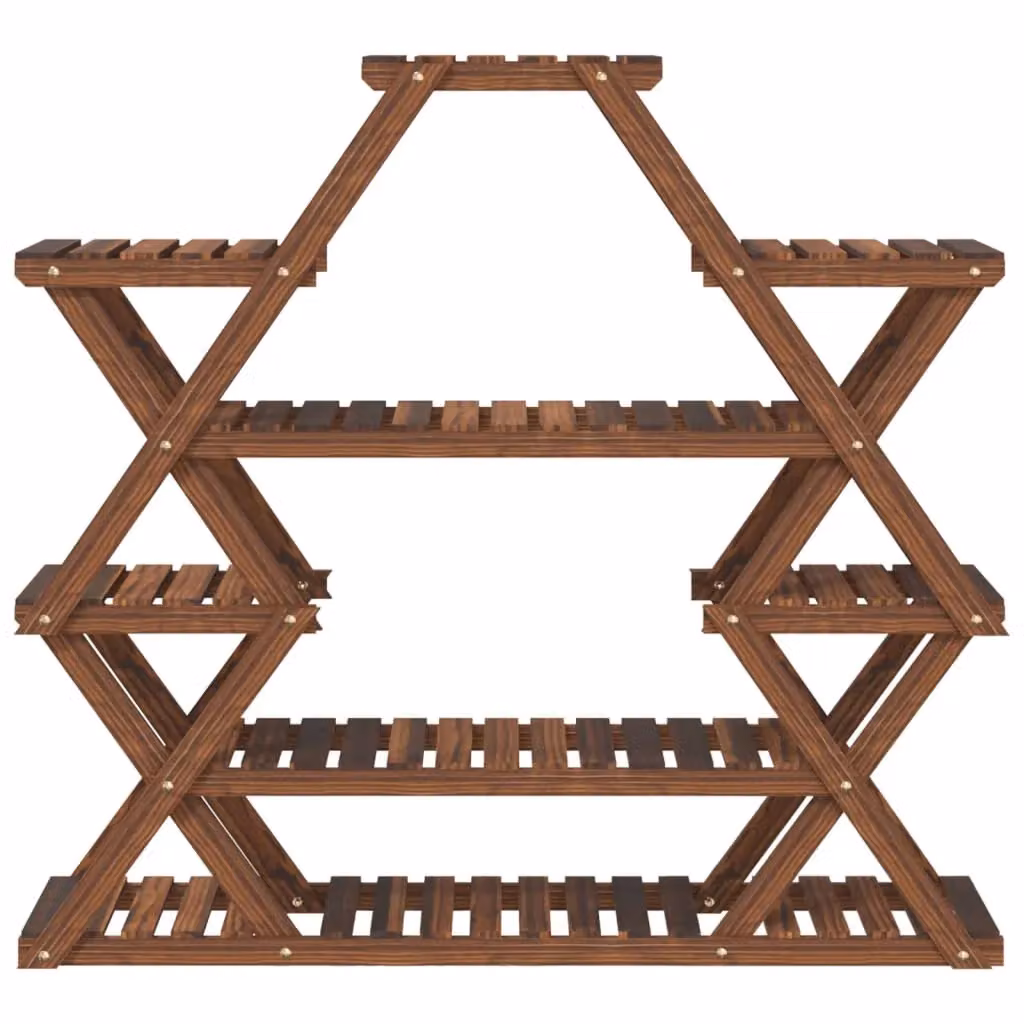 Berkfield Home Retro Solid Fir Wood Flower Stand in Brown, W/D/H: 110 x 25 x 105 cm – 4