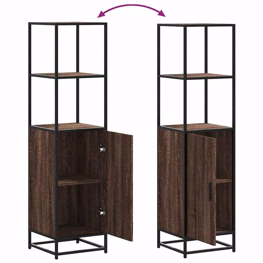 Berkfield Home Industrial Highboard in Brown Oak with Metal Accents, W/D/H: 35.5 x 35.5 x 139 cm – 3