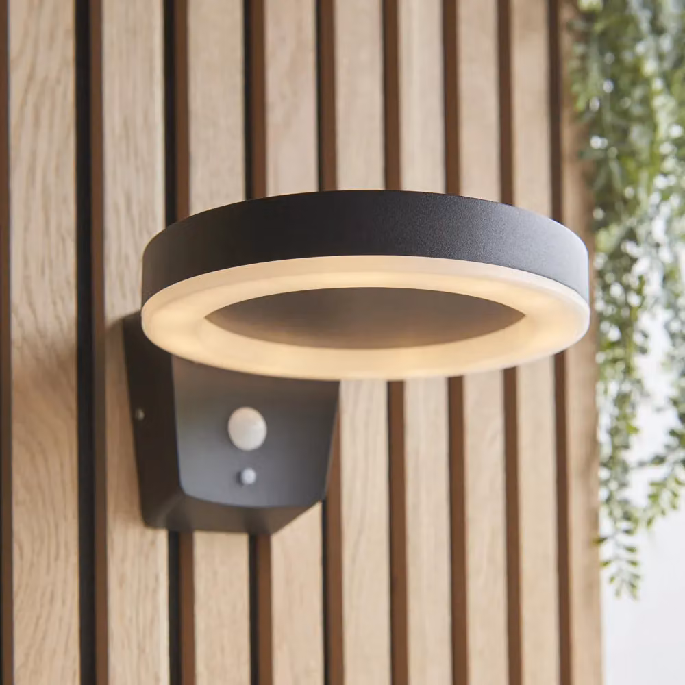 Loops Solar Powered LED Outdoor Wall Light with Motion and Dusk Sensors in Black and White – 3