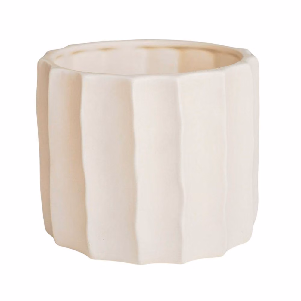 Royal Botanic Gardens Kew Ripple Bone Ceramic Tabletop Planter, White, H: 14 cm, D: 17 cm – 2
