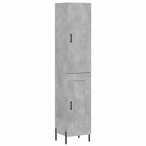 vidaXL Modern Grey Highboard with Hinged Doors and Internal Shelves, H x W x D: 180 x 34.5 x 34 cm