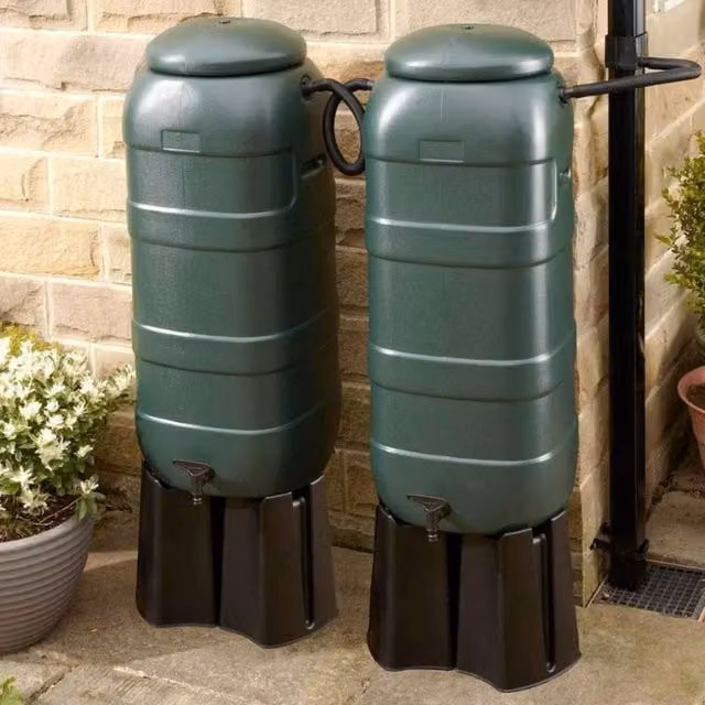 IPL Mini Rainsaver 100 Litre Double Water Butt Kit in Dark Green