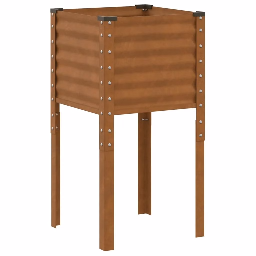 Berkfield Home Brown Weathering Steel Garden Planter Tub, W/D/H: 45 x 45 x 88 cm – 2