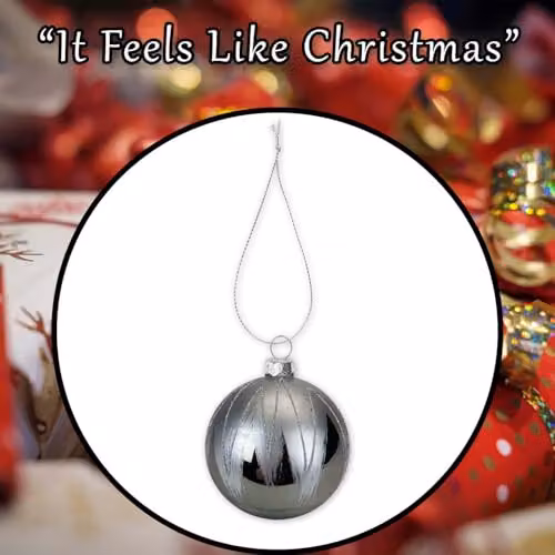 VFM e-Store Silver Glass Hanging Bauble Decoration, Round Abstract Geometric Design, W/D/H: 10 x 10 x 8 cm – 6