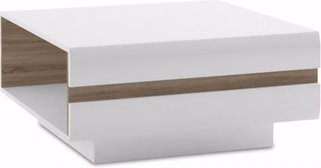 Furniture To Go Chelsea Small Coffee Table in White High Gloss and Oak W/D/H: 75 x 39 x 75 cm – 1
