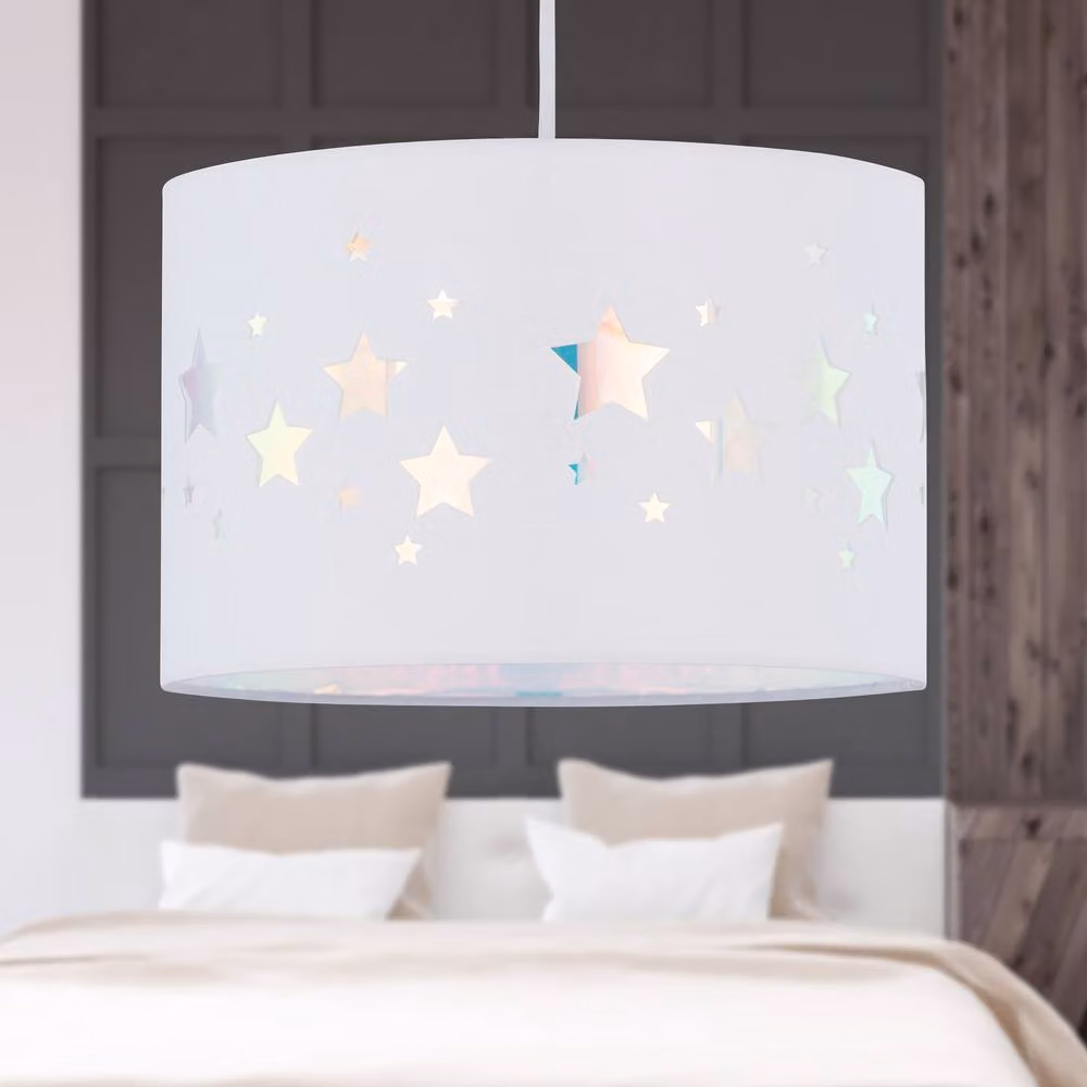 First Choice Lighting Clayton Set of 2 White Easy Fit Pendant Shades with Star Cut Out – 2