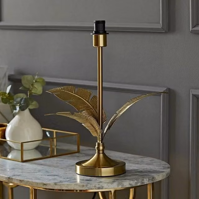 FORGEVIO Gold Palm Leaf Metal Tabletop Lamp Base