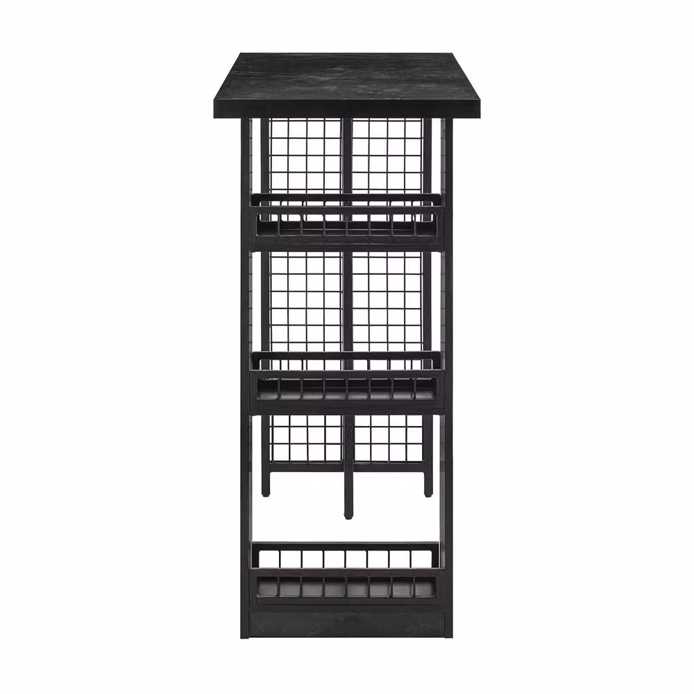 SoBuy Modern Black Marble Effect High Bar Table with Wine Storage – 3