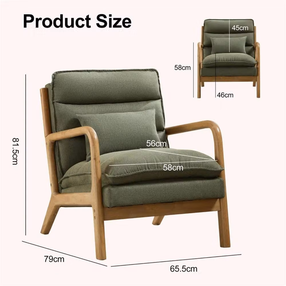 KORVIXA Green Fabric Wingback Accent Chair with Solid Wood Frame and Armrests, W/D/H: 81.5 x 65.5 x 79.0 cm – 2