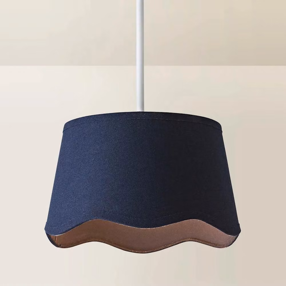 ValueLights Mabel Small Scallop Edge Linen Ceiling Light Lamp Shade in Blue, Diameter: 20 cm – 2