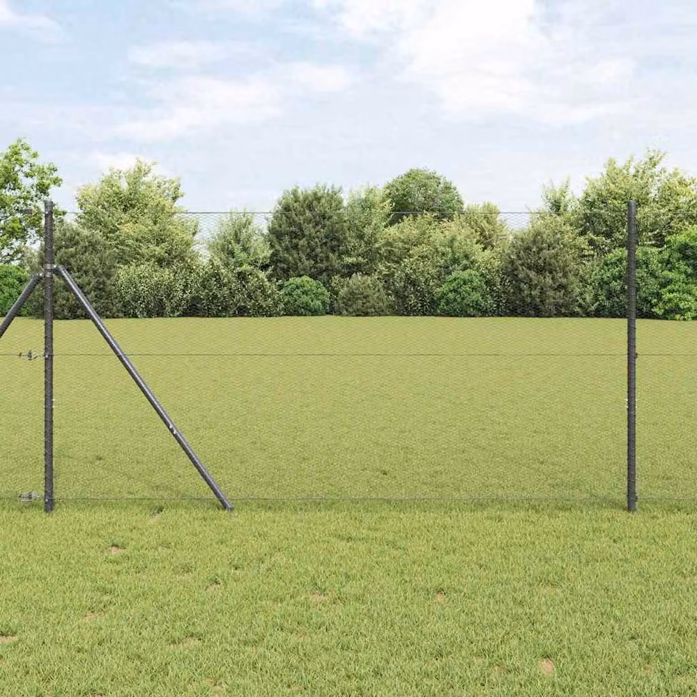 Berkfield Home Modern Fencing Set of 2, Grey Powder-Coated Steel, W: 1 m, H: 25 cm – 2