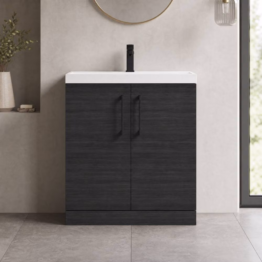Balterley Modern Matt Black Freestanding 2 Door Bathroom Vanity Unit with Basin W/D/H: 81 x 39 x 41 cm – 2