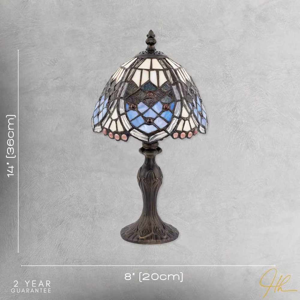 Happy Homewares Handmade Beaded Multicolour Stained Glass Tiffany Table Lamp – 4