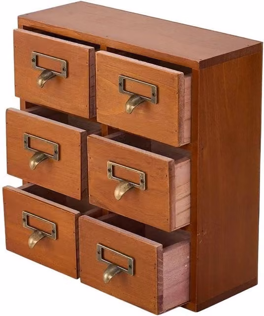 FORGEVIO 6-Drawer Wooden Desktop Storage Cabinet in Brown – 1