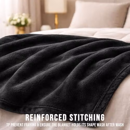 Pamposh Black Flannel Fleece Throw Blanket, W/D/H: 130 x 150 cm – 5