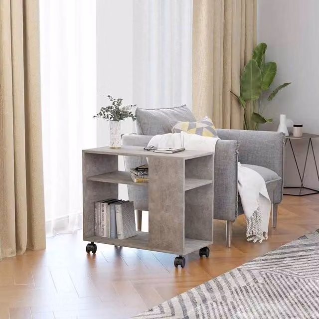 Berkfield Home Grey Square Side Table in Composite Wood W/D/H: 70 x 35 x 55 cm – 1