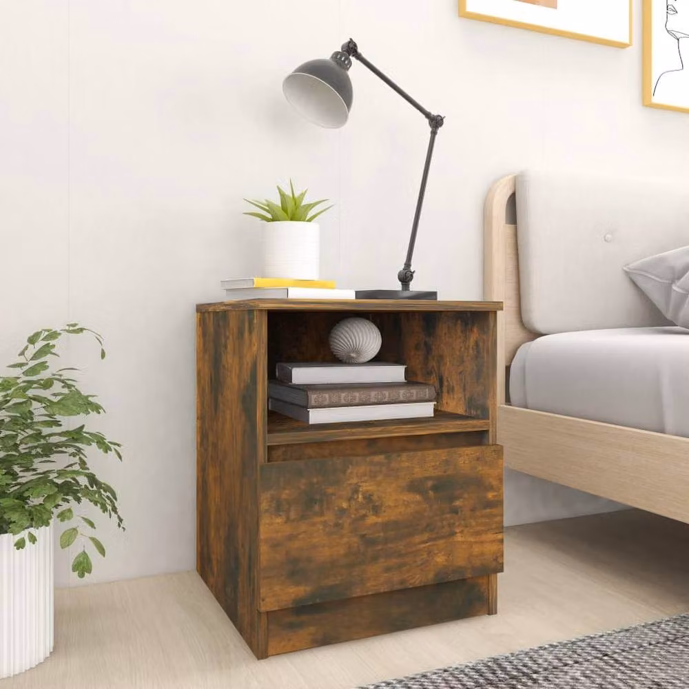 Berkfield Home Smoked Oak Bedside Cabinet in Brown, W/D/H: 40 x 40 x 50 cm – 2