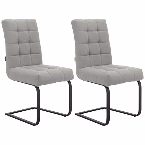 Dorel Home Furnishings Terza Set of 2 Modern Cantilever Dining Chairs in Grey Fabric with Metal Frame, W: 47 cm, D: 59 cm, H: 95 cm
