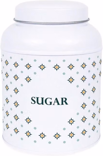 Purely Home Octagonal Stars Hot Chocolate Canister with Small Dome Lid in White Metal