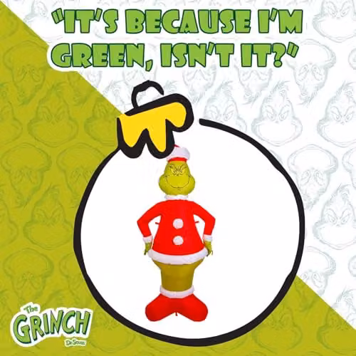 VFM e-Store Grinch Christmas Inflatable Outdoor Decoration, Green, H 150 cm x W 75 cm – 4