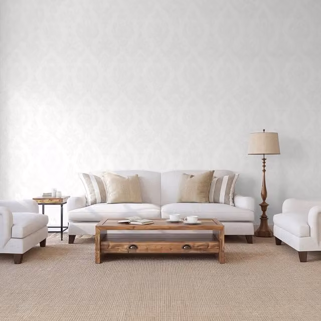 SK Filson Washable Floral Abstract Wallpaper in White and Grey