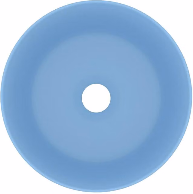 Berkfield Home Luxury Round Ceramic Wash Basin in Matt Light Blue, W: 40 cm, D: 40 cm, H: 15 cm