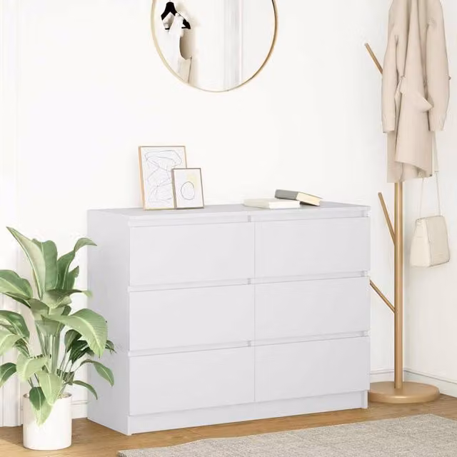Berkfield Home White Minimalist Sideboard in Matt MDF, W/D/H: 100 x 35 x 76 cm